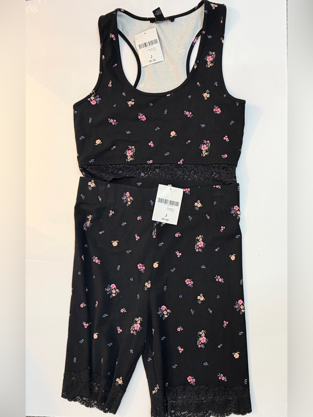 Forever 21 Black Floral Bike Shorts with Lace new with tags